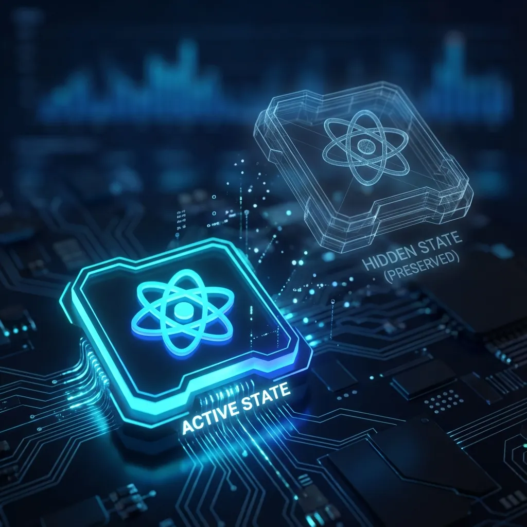 React Activity component demonstration showing instant UI transitions with preserved state